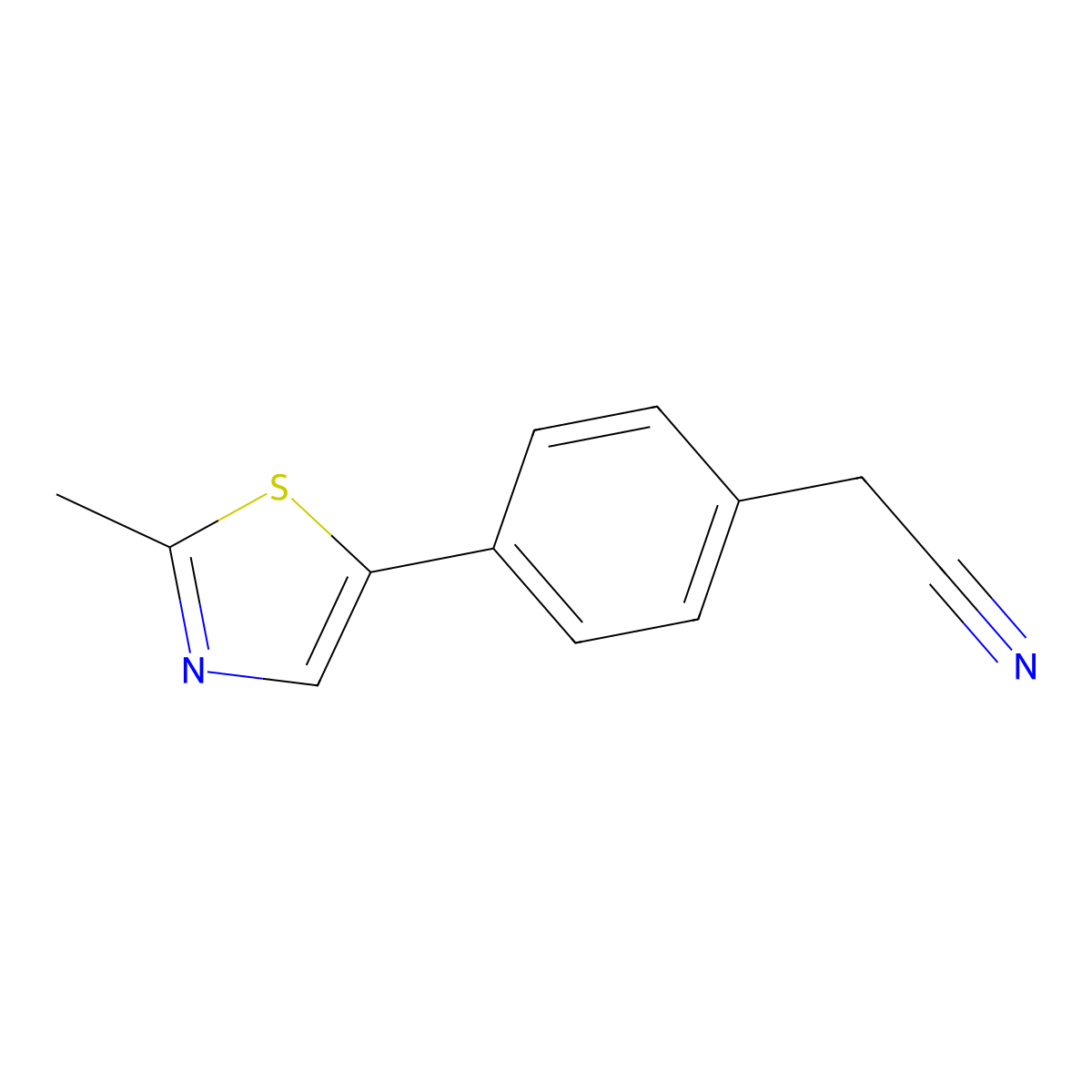 2-[4-(2-Methyl-1,3-thiazol-5-yl)phenyl]acetonitrile molecular structure, CAS 2138344-70-2