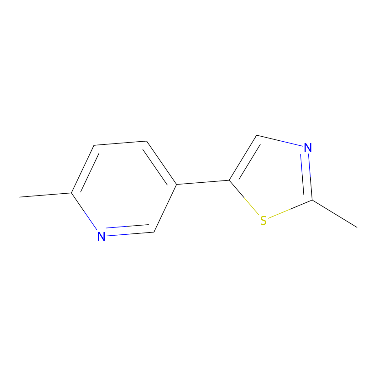 2-Methyl-5-(2-methyl-1,3-thiazol-5-yl)pyridine molecular structure, CAS 2138344-76-8