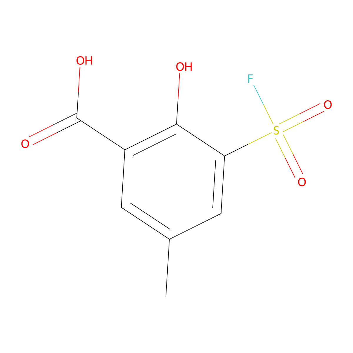 3-(Fluorosulfonyl)-2-hydroxy-5-methylbenzoic acid molecular structure, CAS 2138345-08-9