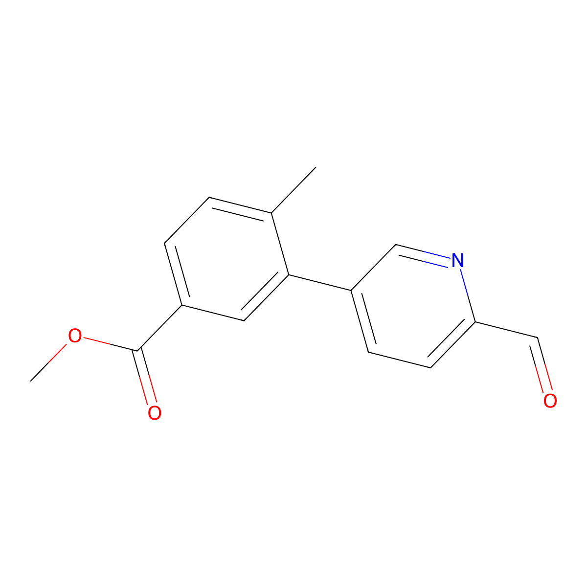 Methyl 3-(6-formylpyridin-3-yl)-4-methylbenzoate molecular structure, CAS 2138348-18-0