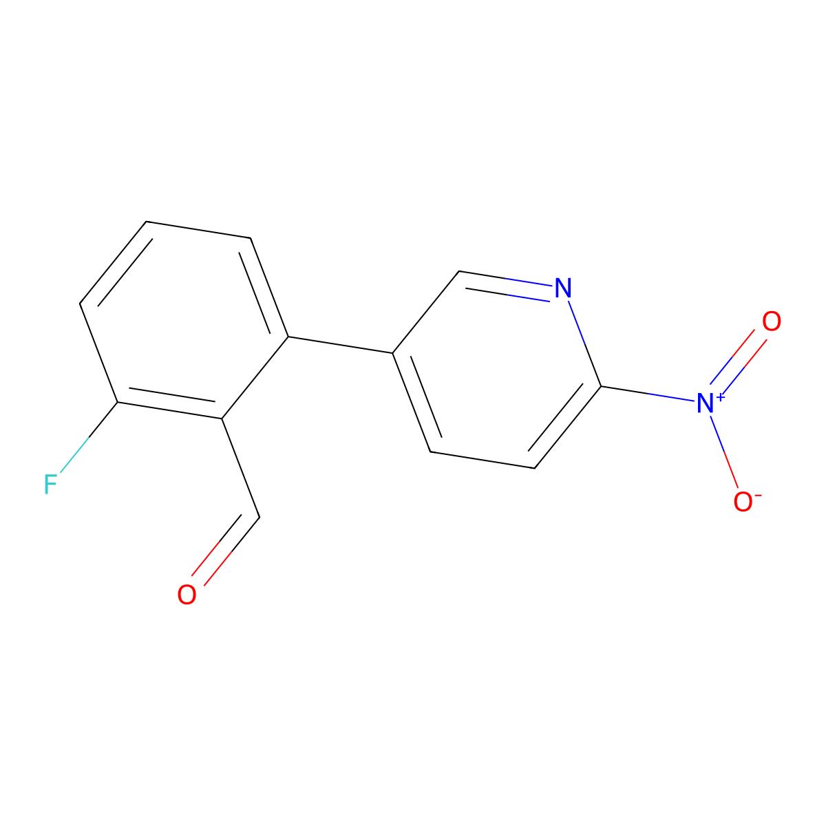 2-Fluoro-6-(6-nitropyridin-3-yl)benzaldehyde molecular structure, CAS 2138348-34-0