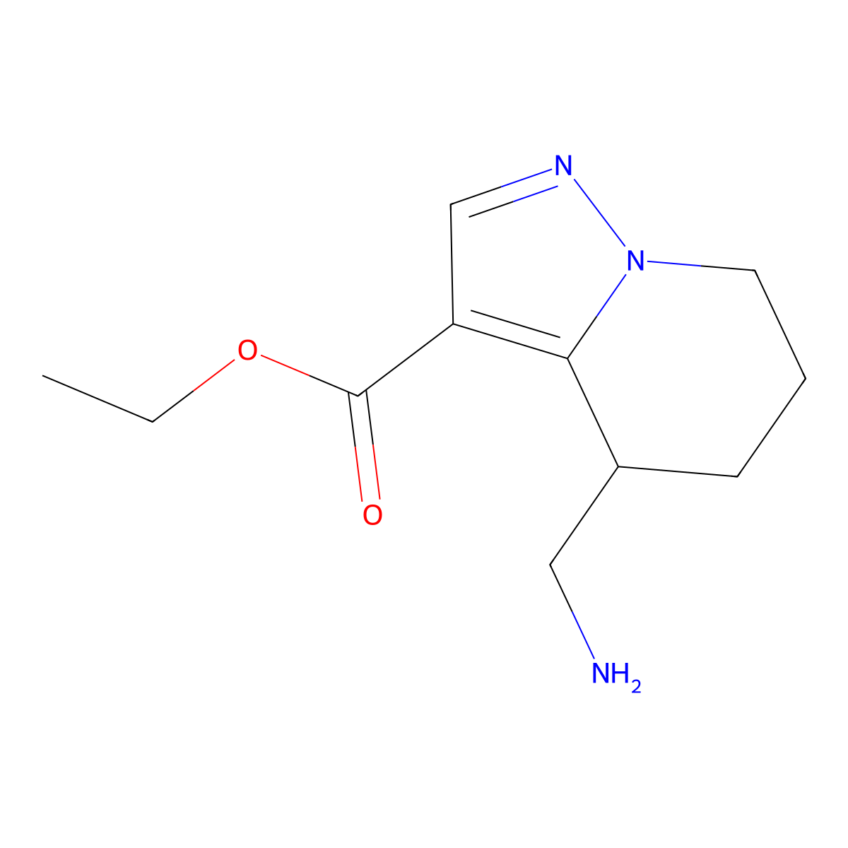 ethyl 4-(aminomethyl)-4H,5H,6H,7H-pyrazolo[1,5-a]pyridine-3-carboxylate molecular structure, CAS 2138348-51-1