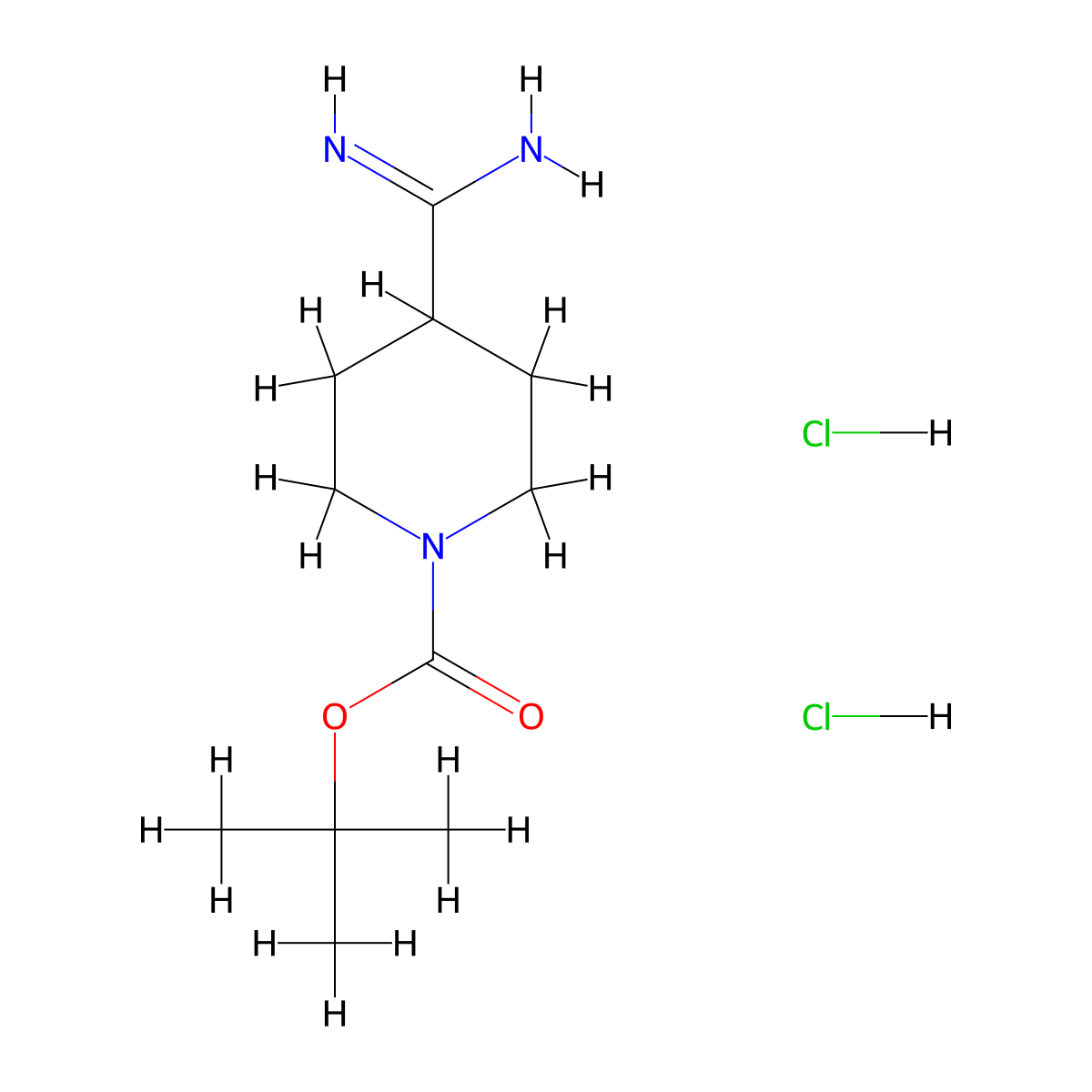 Tert-butyl 4-carbamimidoylpiperidine-1-carboxylate dihydrochloride molecular structure, CAS 2138348-83-9
