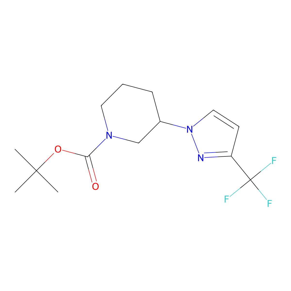 tert-butyl 3-[3-(trifluoromethyl)-1H-pyrazol-1-yl]piperidine-1-carboxylate molecular structure, CAS 2138348-98-6