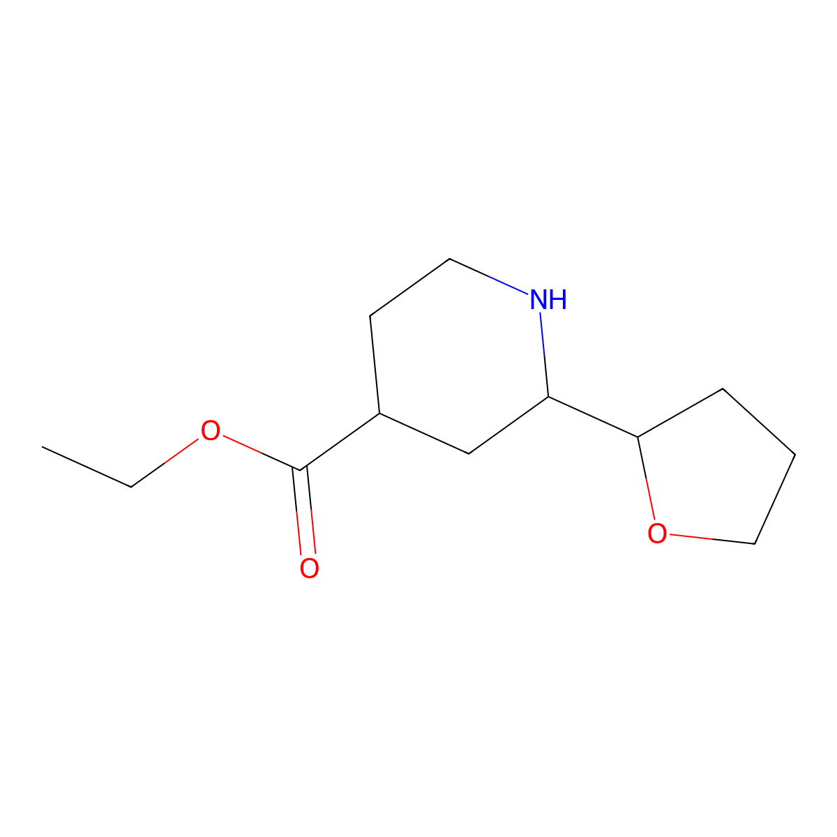 Ethyl 2-(oxolan-2-yl)piperidine-4-carboxylate molecular structure, CAS 2138349-21-8