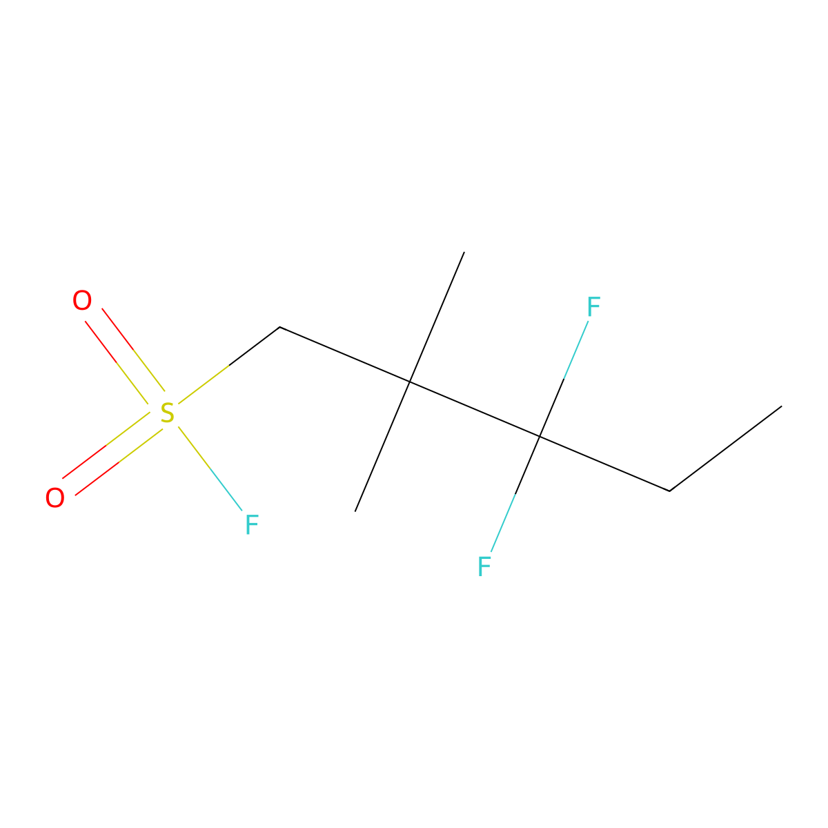 3,3-Difluoro-2,2-dimethylpentane-1-sulfonyl fluoride molecular structure, CAS 2138349-45-6