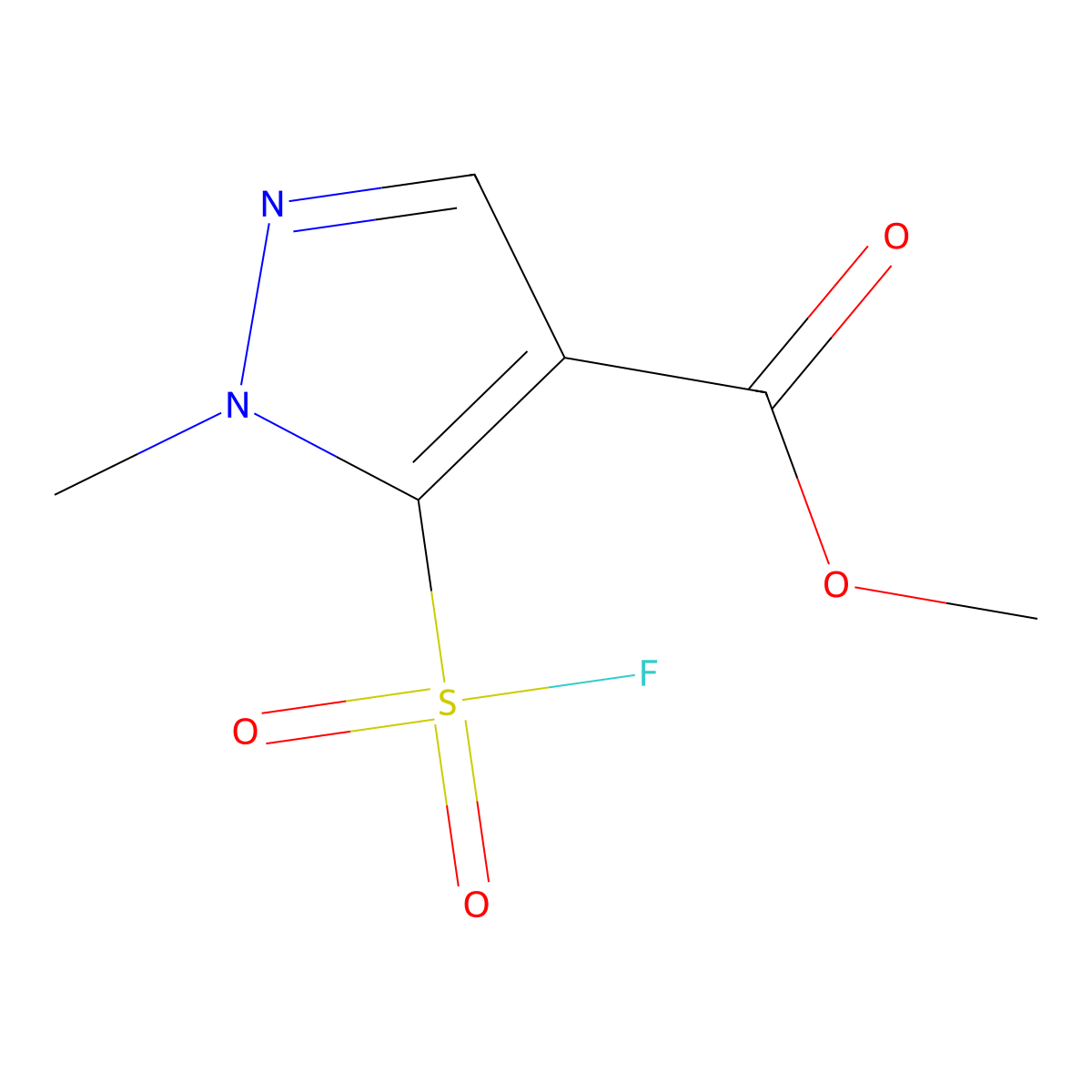 methyl 5-(fluorosulfonyl)-1-methyl-1H-pyrazole-4-carboxylate molecular structure, CAS 2138349-63-8