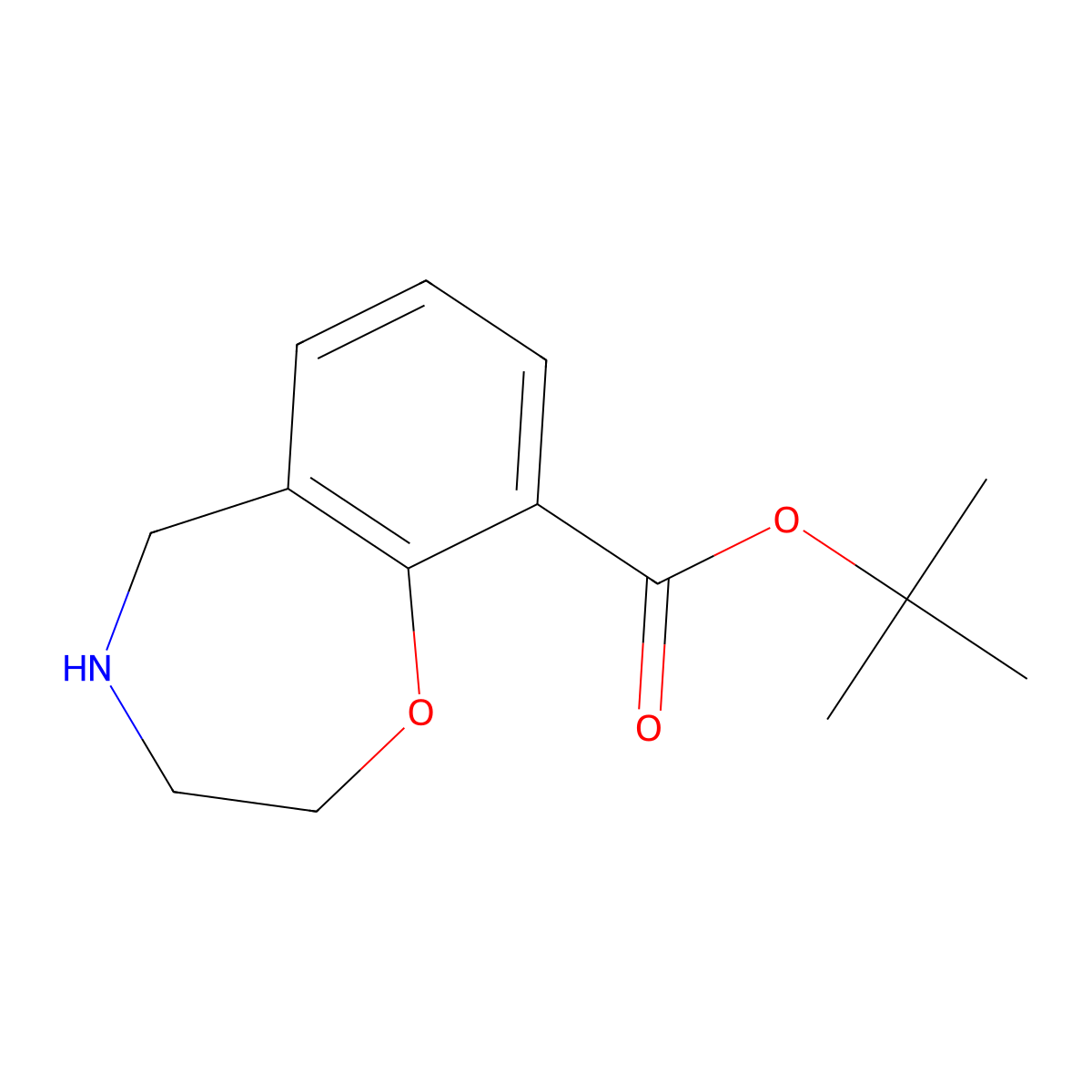 Tert-butyl 2,3,4,5-tetrahydro-1,4-benzoxazepine-9-carboxylate molecular structure, CAS 2138349-67-2