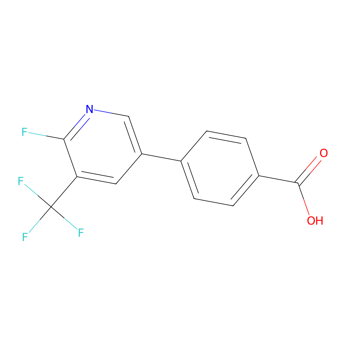 4-[6-Fluoro-5-(trifluoromethyl)pyridin-3-yl]benzoic acid molecular structure, CAS 2138350-73-7