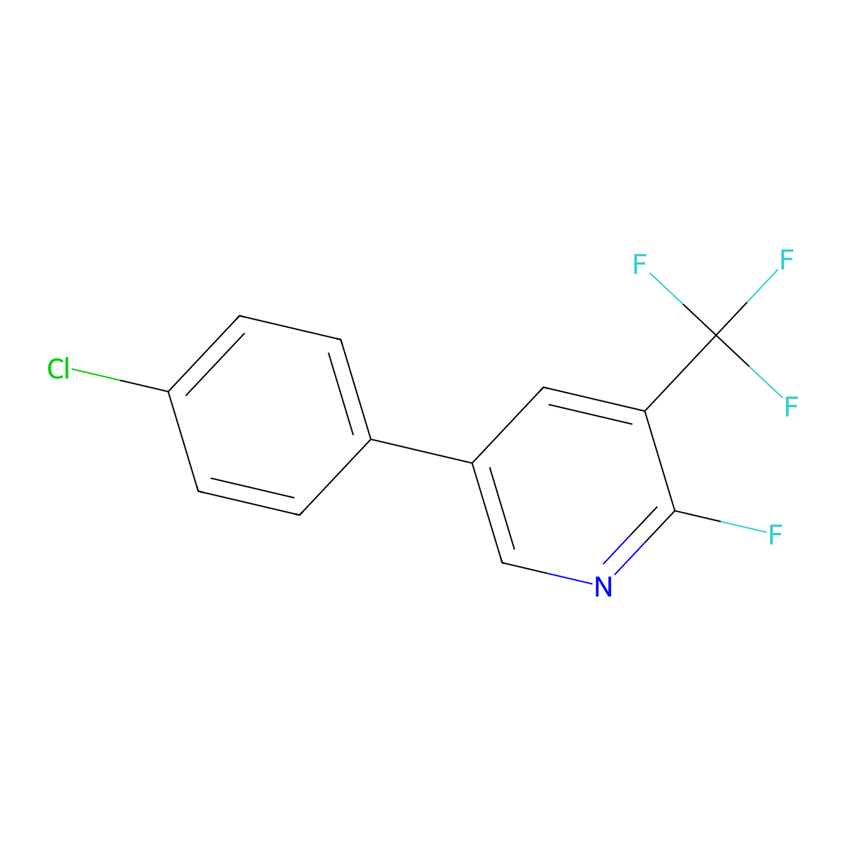 5-(4-Chlorophenyl)-2-fluoro-3-(trifluoromethyl)pyridine molecular structure, CAS 2138350-96-4