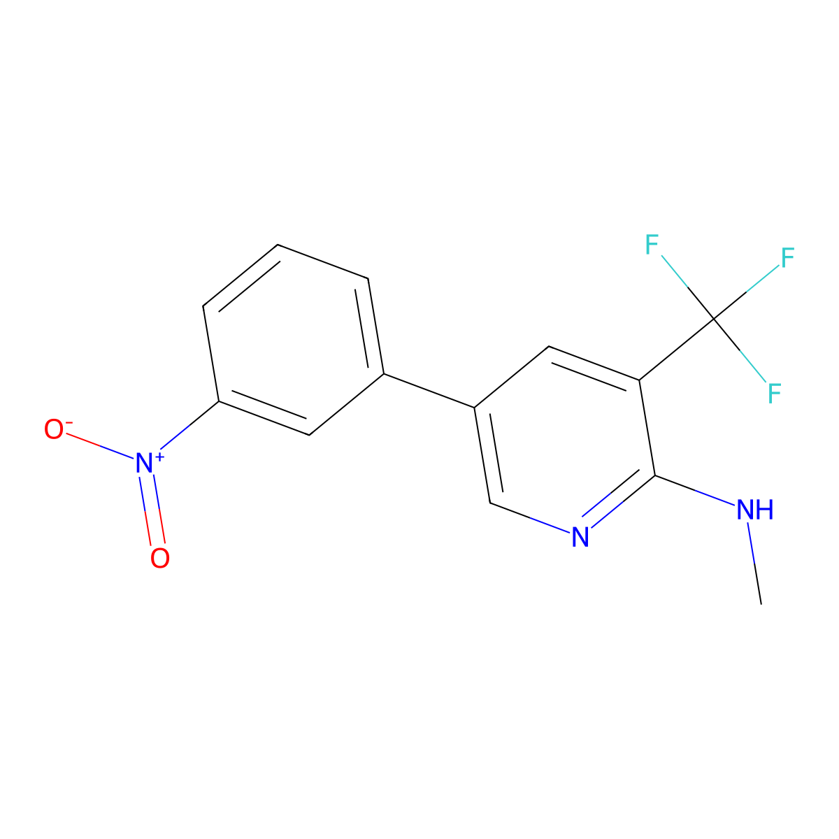 N-methyl-5-(3-nitrophenyl)-3-(trifluoromethyl)pyridin-2-amine molecular structure, CAS 2138351-02-5