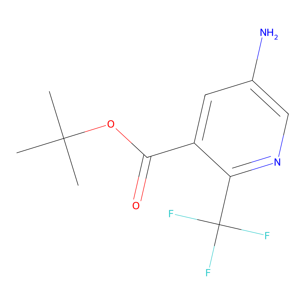 Tert-butyl 5-amino-2-(trifluoromethyl)pyridine-3-carboxylate molecular structure, CAS 2138351-33-2