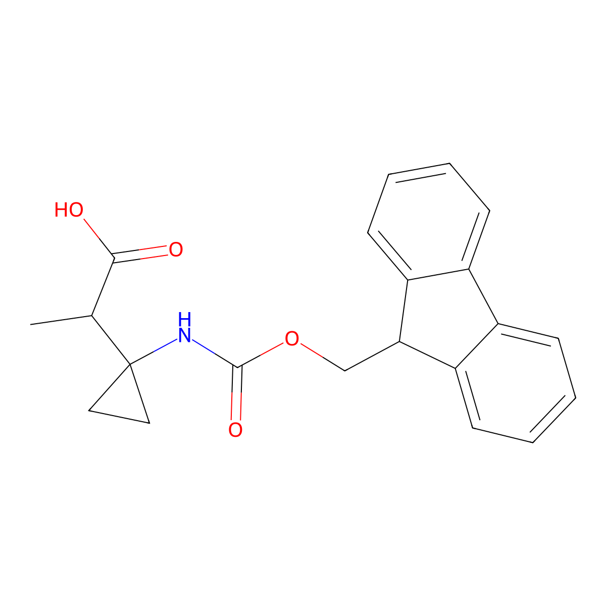 2-[1-({[(9H-fluoren-9-yl)methoxy]carbonyl}amino)cyclopropyl]propanoic acid molecular structure, CAS 2138353-62-3