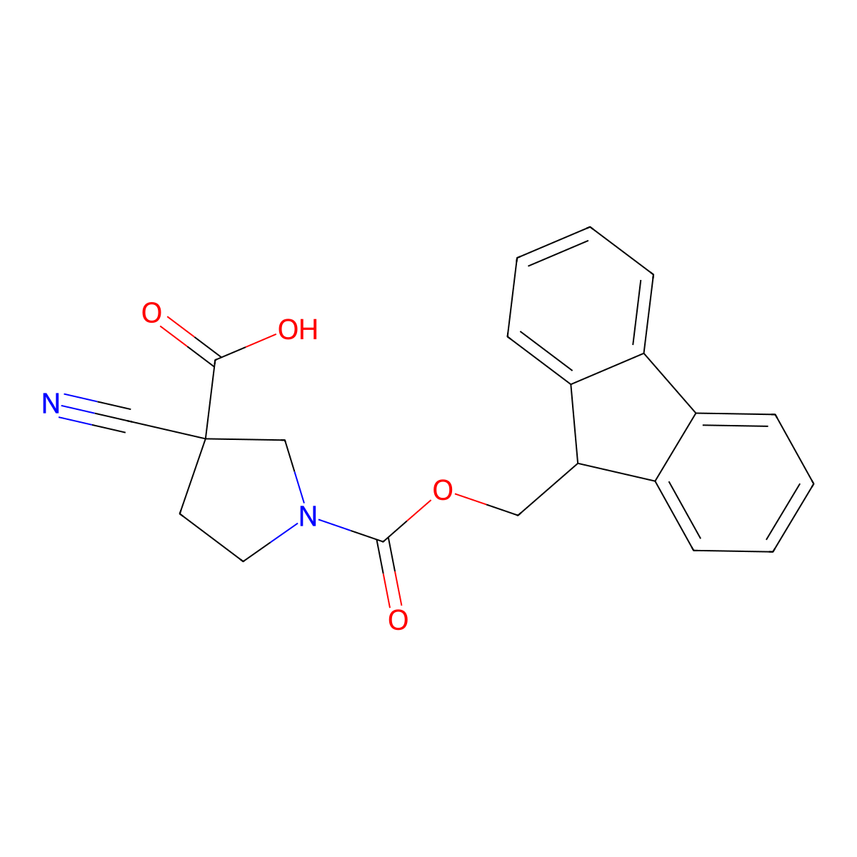3-Cyano-1-(9H-fluoren-9-ylmethoxycarbonyl)pyrrolidine-3-carboxylic acid molecular structure, CAS 2138353-88-3