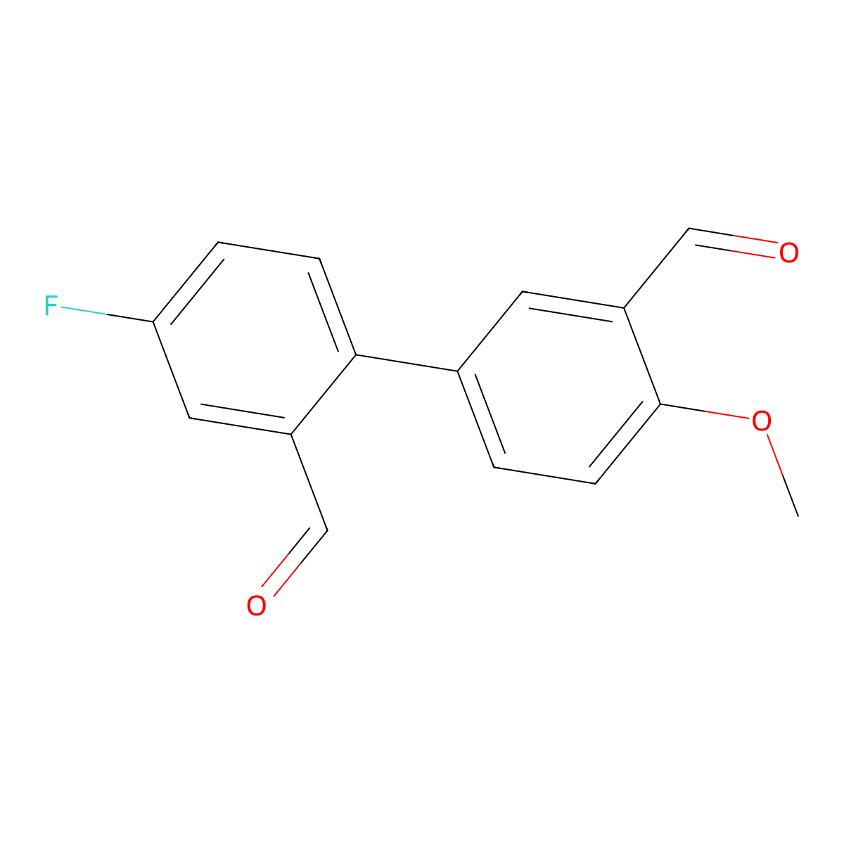 5-(4-Fluoro-2-formylphenyl)-2-methoxybenzaldehyde molecular structure, CAS 2138354-03-5