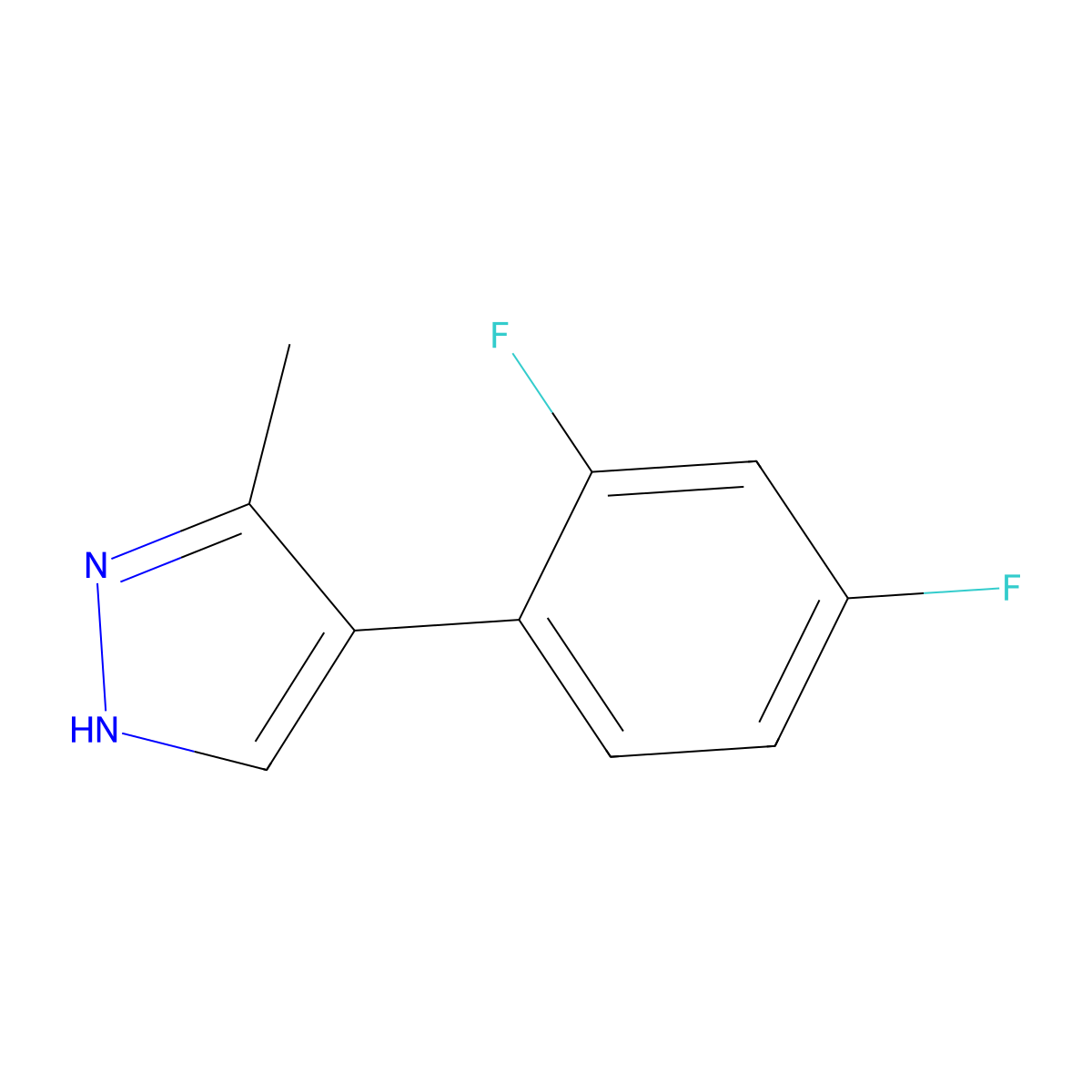 4-(2,4-difluorophenyl)-3-methyl-1H-pyrazole molecular structure, CAS 2138357-20-5