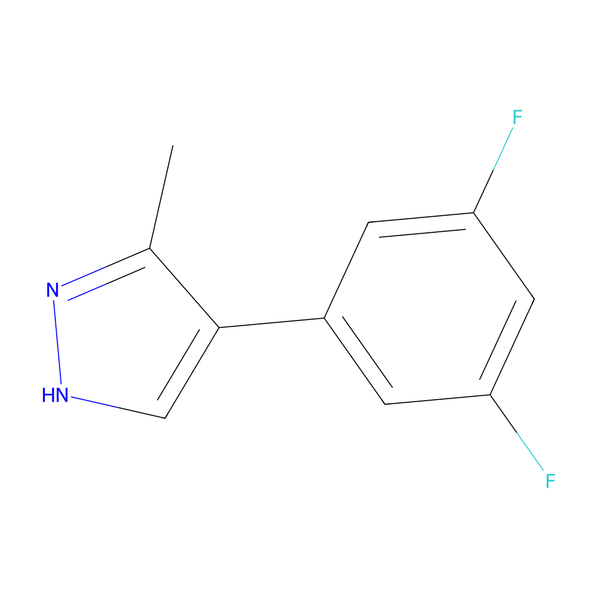 4-(3,5-difluorophenyl)-3-methyl-1H-pyrazole molecular structure, CAS 2138357-36-3