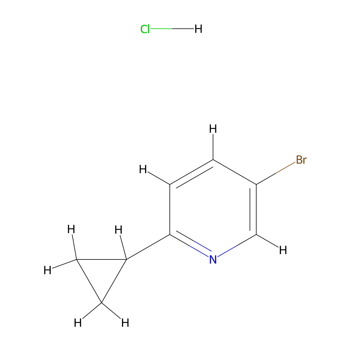 5-Bromo-2-cyclopropylpyridine hydrochloride molecular structure, CAS 2138357-62-5