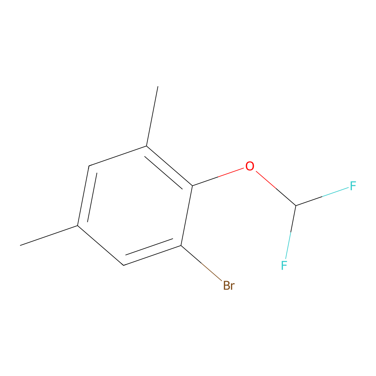 1-Bromo-2-(difluoromethoxy)-3,5-dimethylbenzene molecular structure, CAS 2138358-26-4