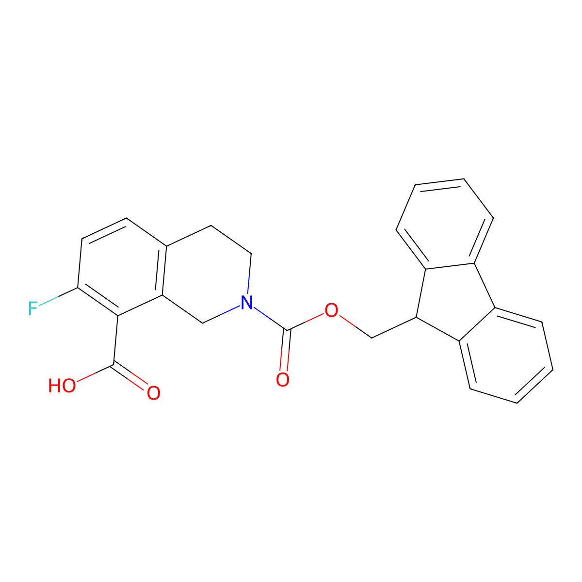 2-(9H-Fluoren-9-ylmethoxycarbonyl)-7-fluoro-3,4-dihydro-1H-isoquinoline-8-carboxylic acid molecular structure, CAS 2138359-36-9