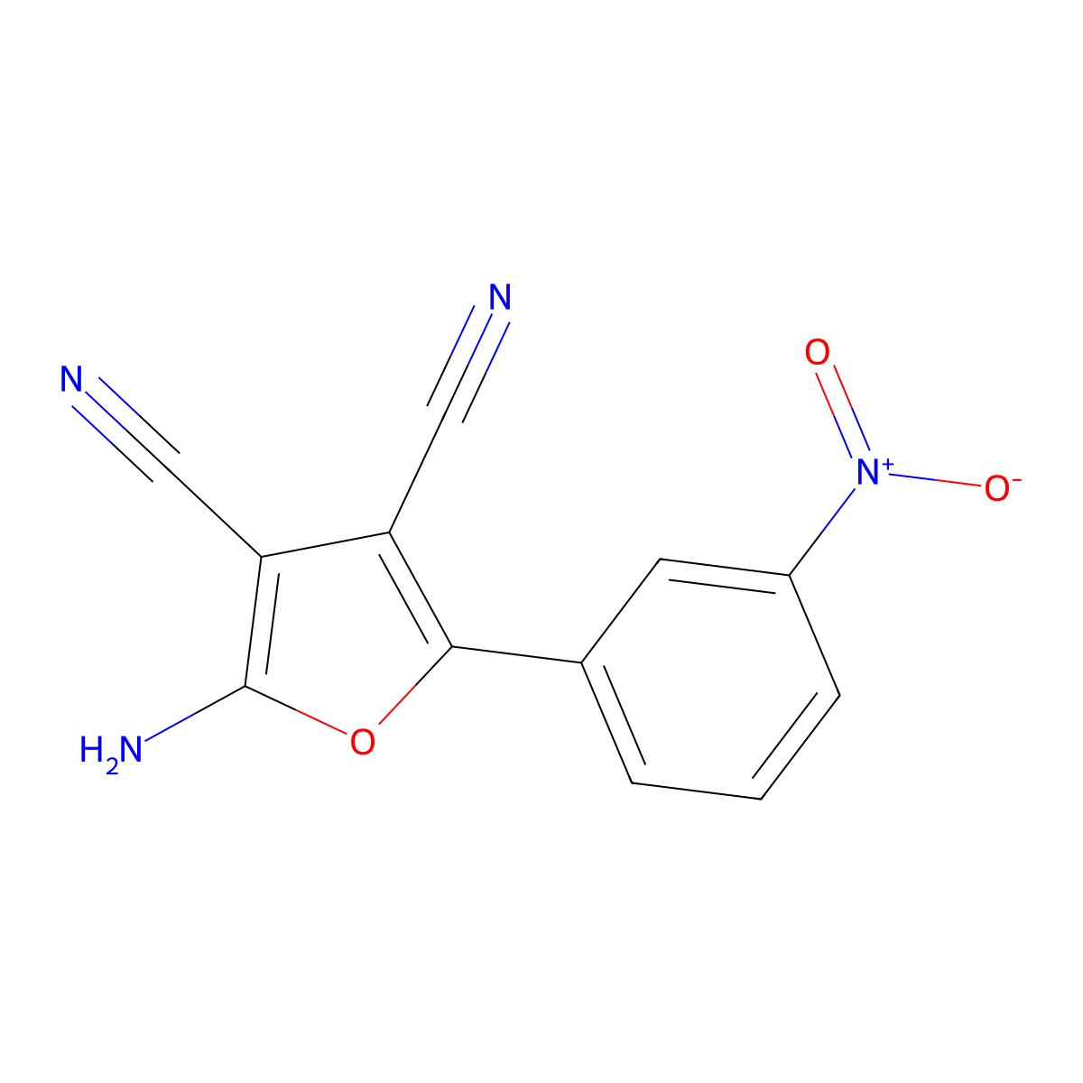 2-Amino-5-(3-nitrophenyl)furan-3,4-dicarbonitrile molecular structure, CAS 213836-68-1