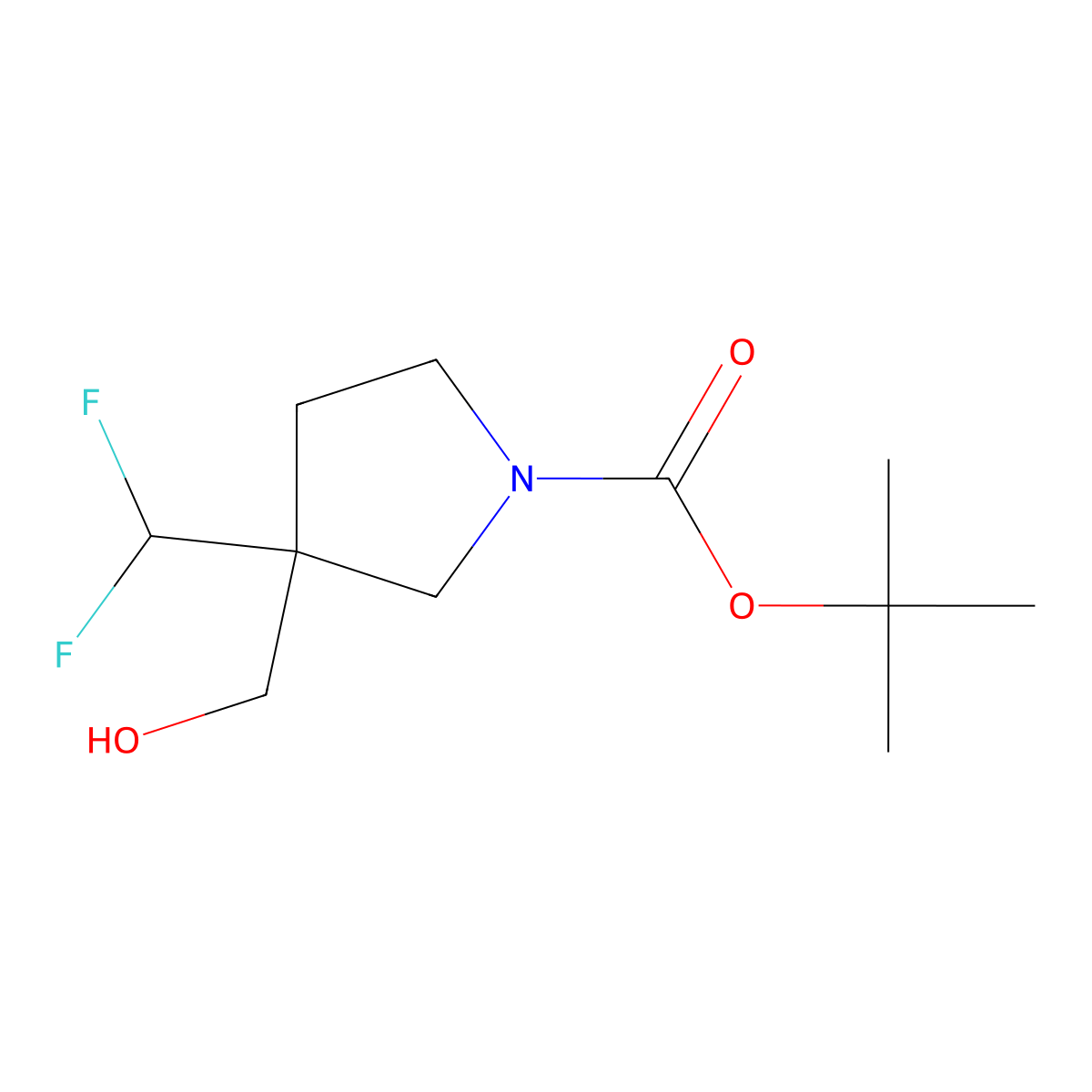Tert-butyl 3-(difluoromethyl)-3-(hydroxymethyl)pyrrolidine-1-carboxylate molecular structure, CAS 2138364-46-0