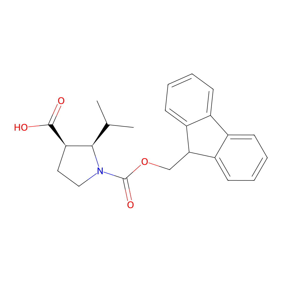 rac-(2R,3R)-1-{[(9H-fluoren-9-yl)methoxy]carbonyl}-2-(propan-2-yl)pyrrolidine-3-carboxylic acid molecular structure, CAS 2138365-52-1