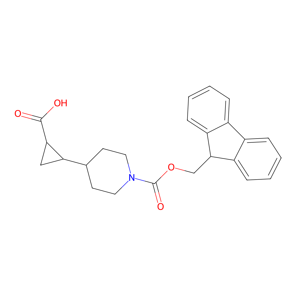 rac-(1R,2S)-2-(1-{[(9H-fluoren-9-yl)methoxy]carbonyl}piperidin-4-yl)cyclopropane-1-carboxylic acid molecular structure, CAS 2138365-58-7