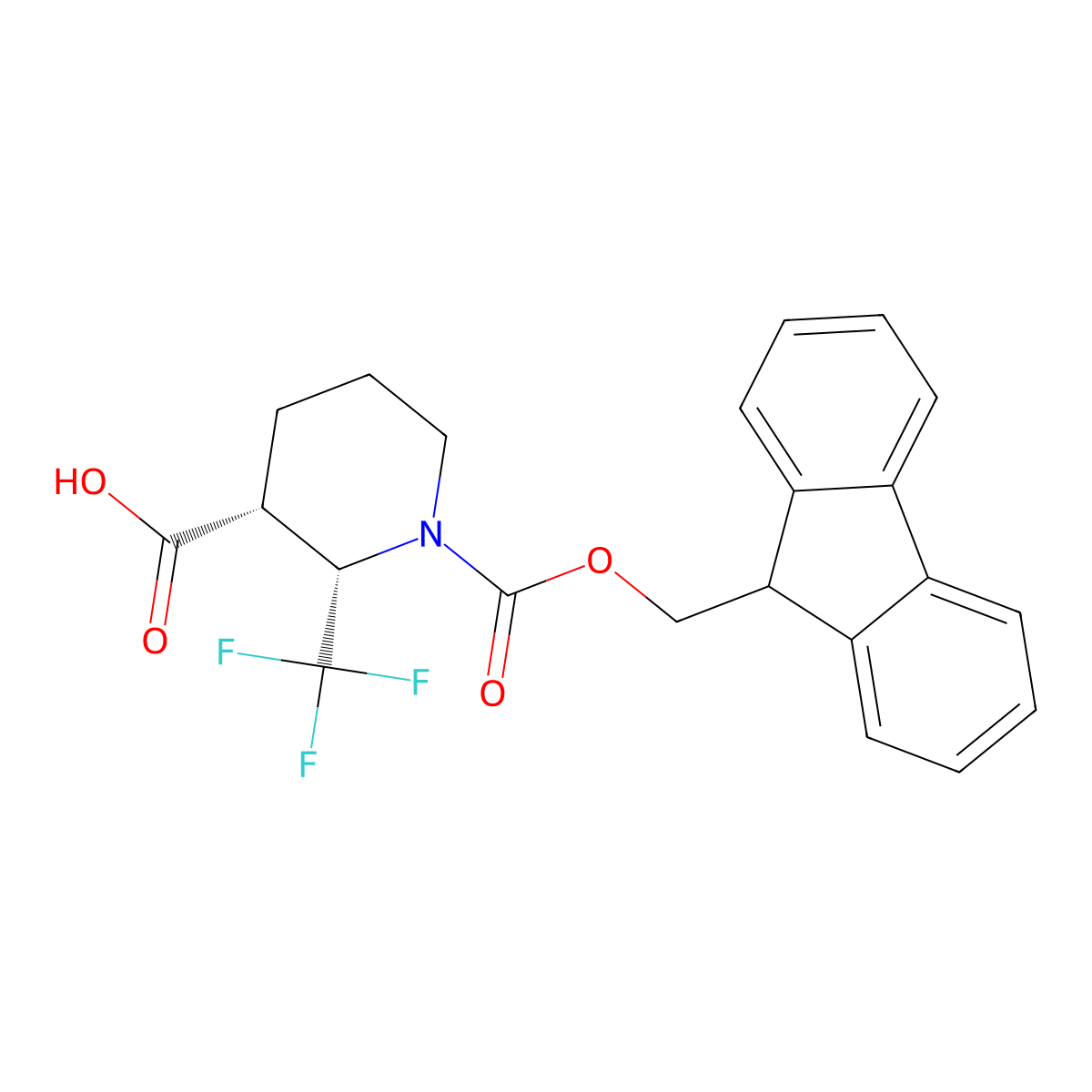 rac-(2R,3S)-1-{[(9H-fluoren-9-yl)methoxy]carbonyl}-2-(trifluoromethyl)piperidine-3-carboxylic acid molecular structure, CAS 2138365-74-7