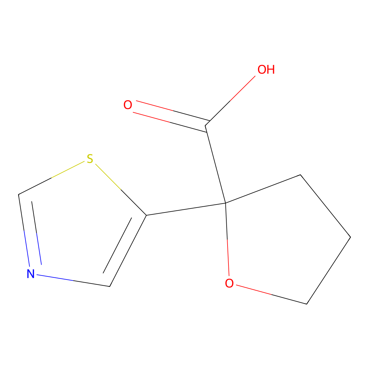 2-(1,3-Thiazol-5-yl)oxolane-2-carboxylic acid molecular structure, CAS 2138366-14-8