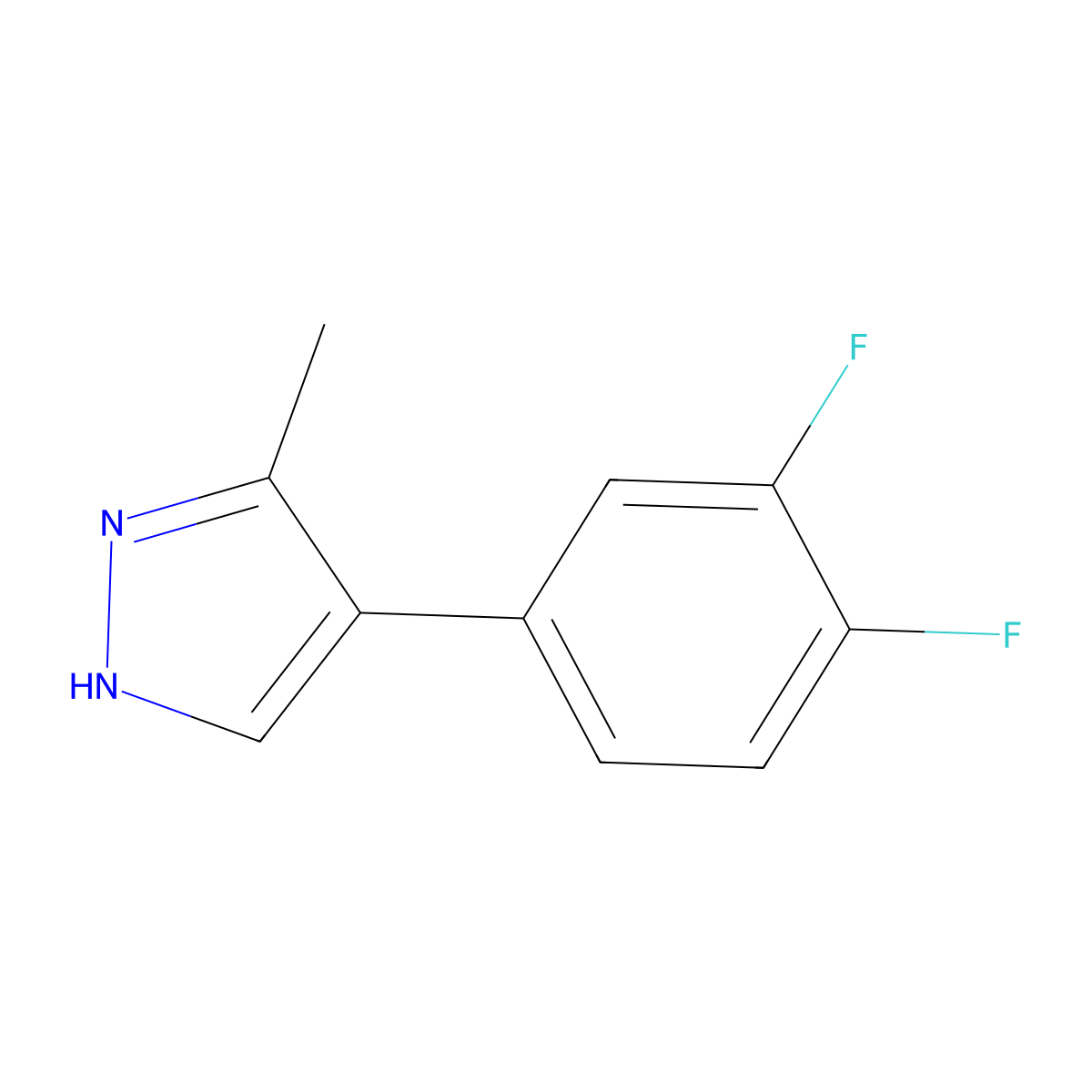4-(3,4-difluorophenyl)-3-methyl-1H-pyrazole molecular structure, CAS 2138366-39-7