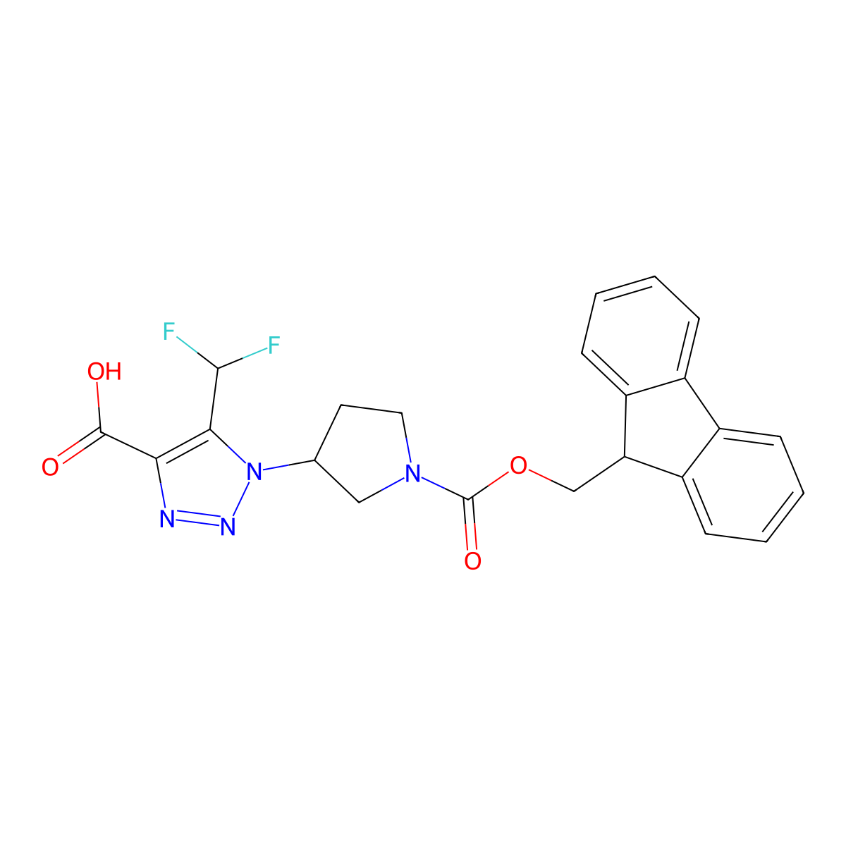 5-(difluoromethyl)-1-(1-{[(9H-fluoren-9-yl)methoxy]carbonyl}pyrrolidin-3-yl)-1H-1,2,3-triazole-4-carboxylic acid molecular structure, CAS 2138367-00-5