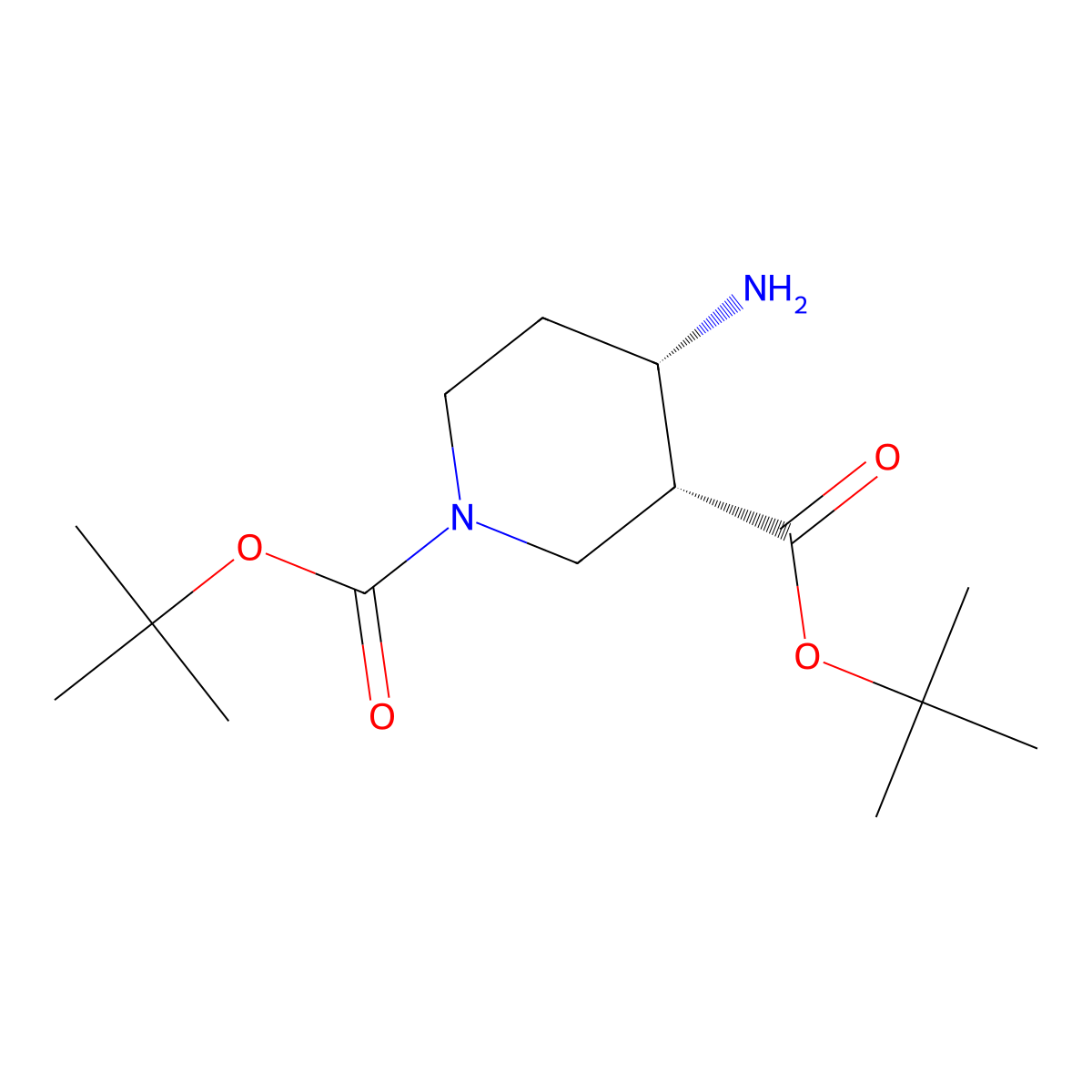 rac-1,3-di-tert-butyl (3R,4S)-4-aminopiperidine-1,3-dicarboxylate molecular structure, CAS 2138368-85-9