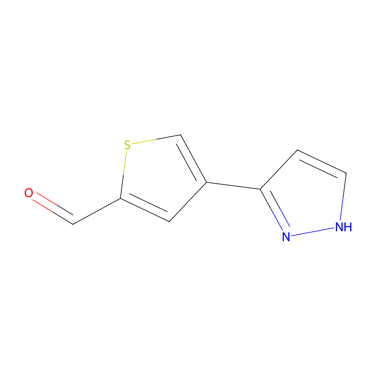 4-(1H-pyrazol-3-yl)thiophene-2-carbaldehyde molecular structure, CAS 2138369-06-7