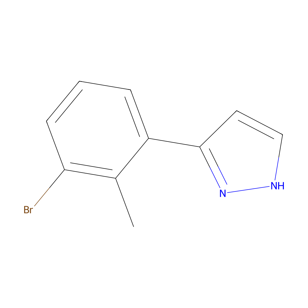 3-(3-bromo-2-methylphenyl)-1H-pyrazole molecular structure, CAS 2138369-10-3