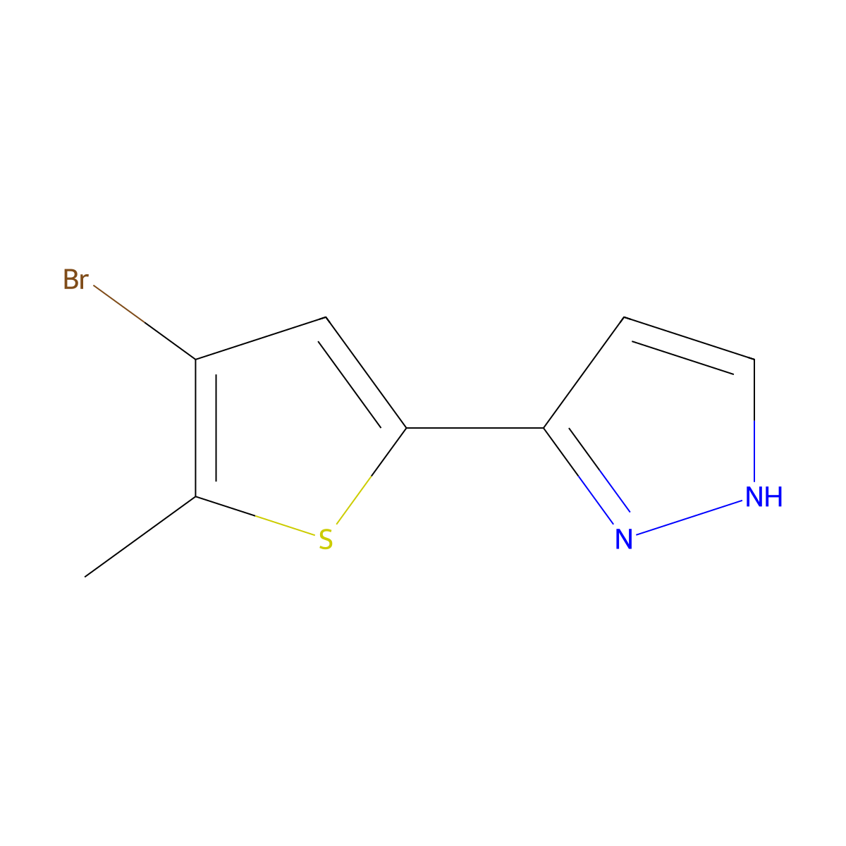 3-(4-bromo-5-methylthiophen-2-yl)-1H-pyrazole molecular structure, CAS 2138369-13-6