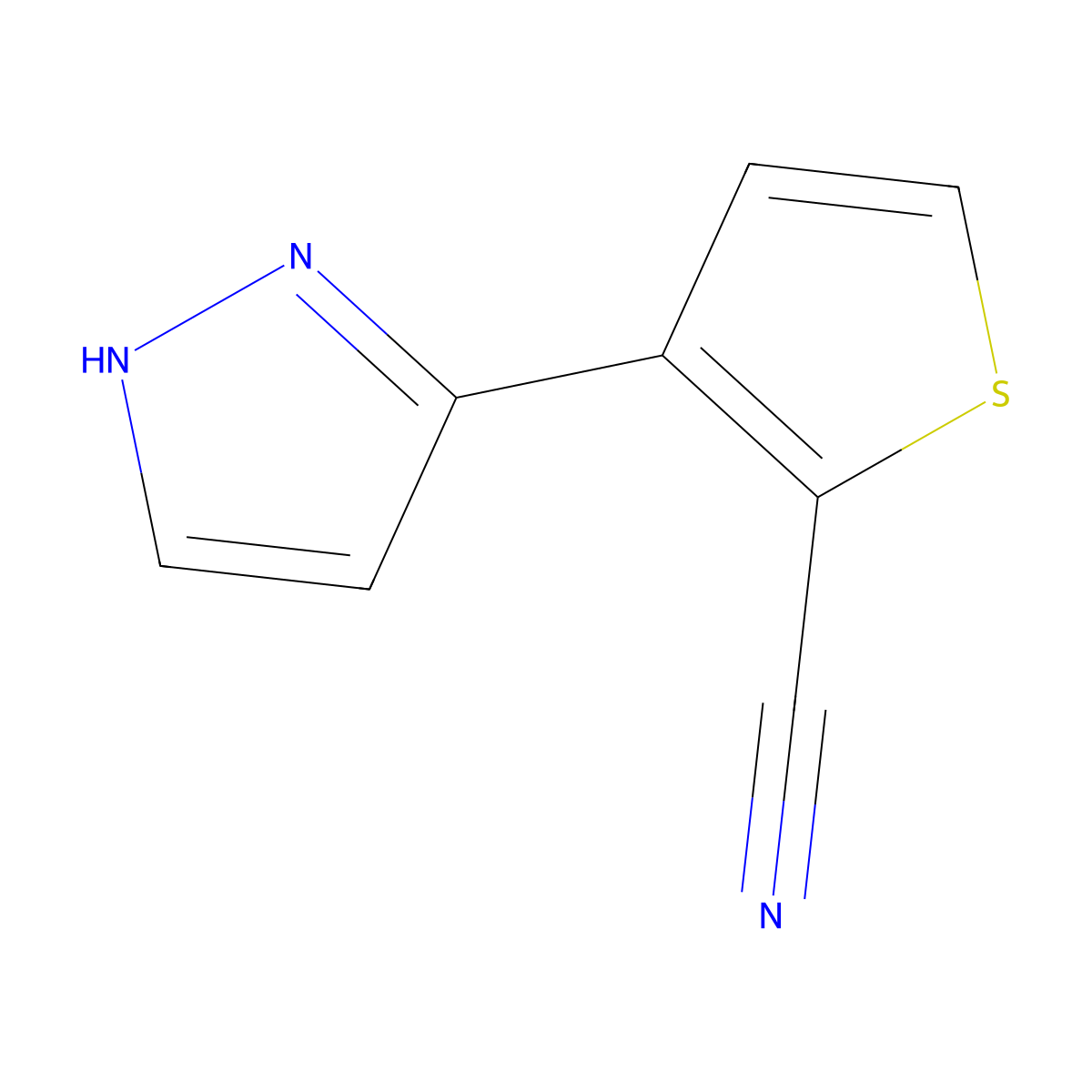3-(1H-pyrazol-3-yl)thiophene-2-carbonitrile molecular structure, CAS 2138369-17-0