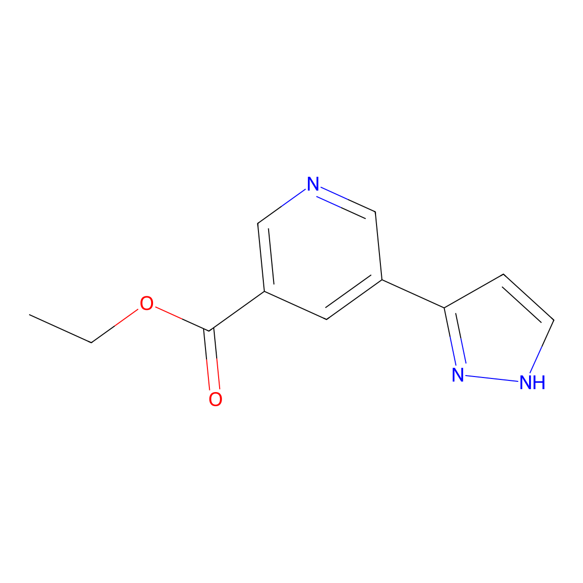 ethyl 5-(1H-pyrazol-3-yl)pyridine-3-carboxylate molecular structure, CAS 2138369-18-1