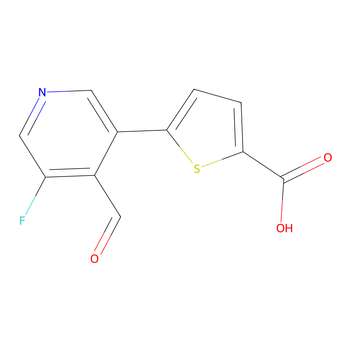 5-(5-Fluoro-4-formylpyridin-3-yl)thiophene-2-carboxylic acid molecular structure, CAS 2138369-79-4