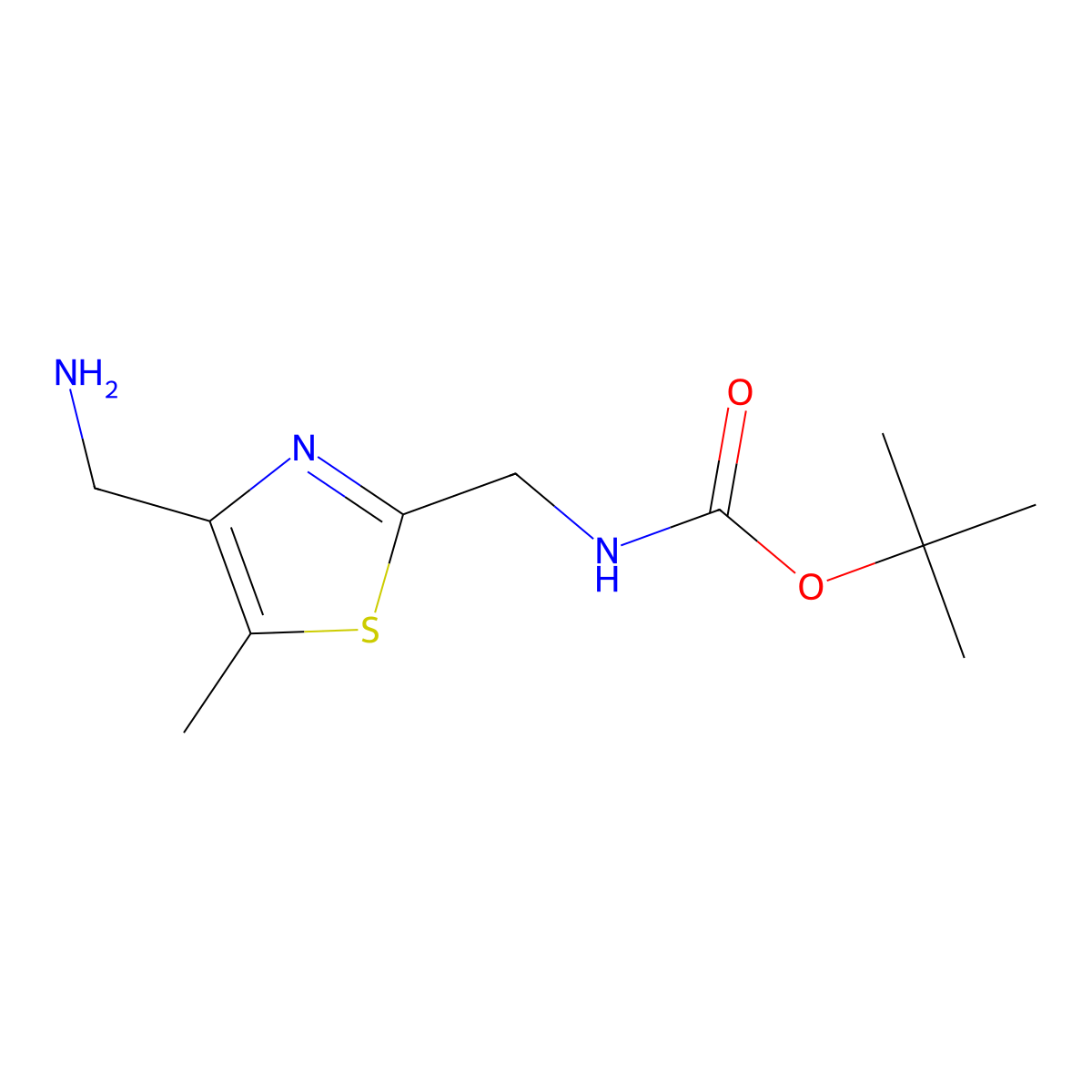tert-butyl N-{[4-(aminomethyl)-5-methyl-1,3-thiazol-2-yl]methyl}carbamate molecular structure, CAS 2138370-15-5