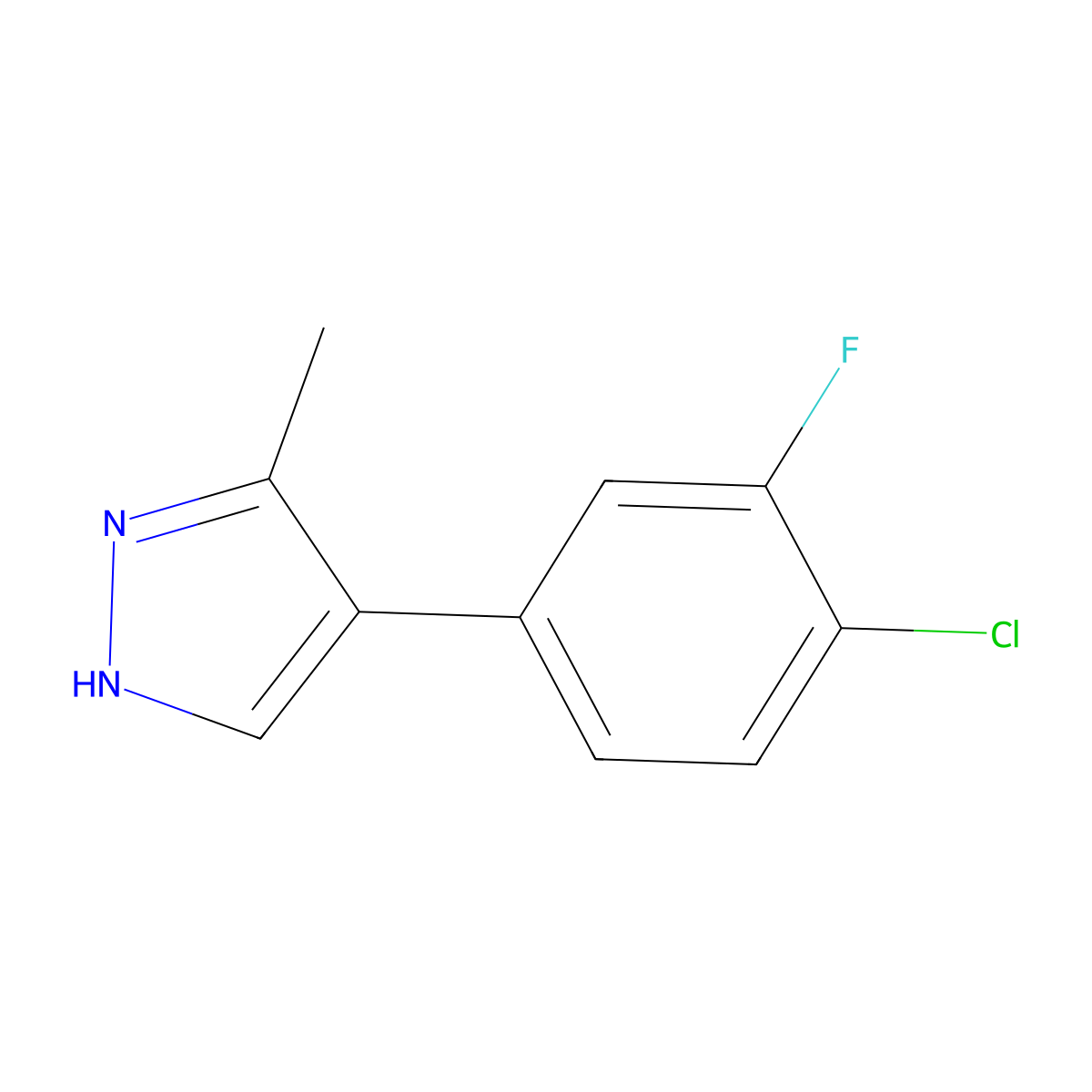 4-(4-chloro-3-fluorophenyl)-3-methyl-1H-pyrazole molecular structure, CAS 2138370-27-9