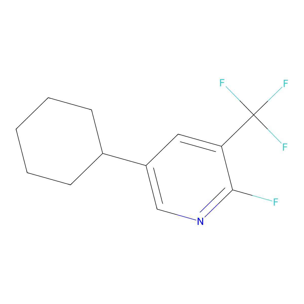 5-Cyclohexyl-2-fluoro-3-(trifluoromethyl)pyridine molecular structure, CAS 2138370-33-7