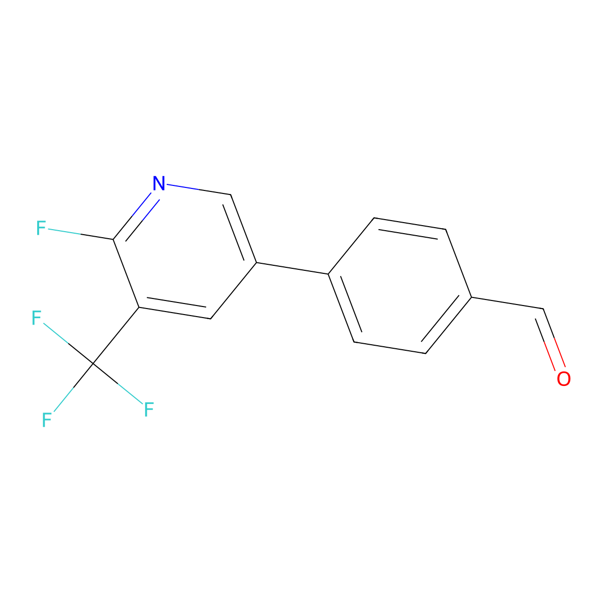 4-[6-Fluoro-5-(trifluoromethyl)pyridin-3-yl]benzaldehyde molecular structure, CAS 2138370-42-8