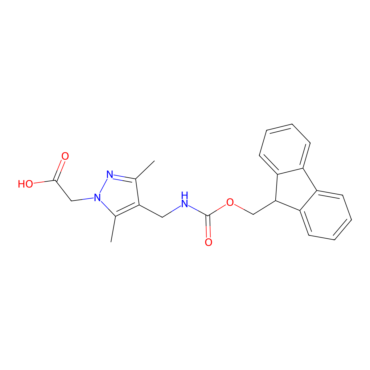 2-{4-[({[(9H-fluoren-9-yl)methoxy]carbonyl}amino)methyl]-3,5-dimethyl-1H-pyrazol-1-yl}acetic acid molecular structure, CAS 2138370-76-8
