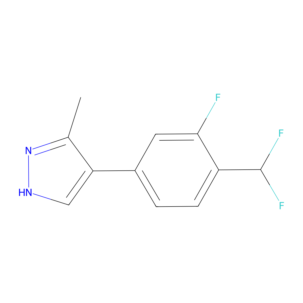 4-[4-(difluoromethyl)-3-fluorophenyl]-3-methyl-1H-pyrazole molecular structure, CAS 2138370-87-1