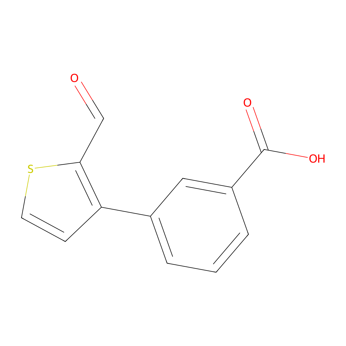 3-(2-Formylthiophen-3-yl)benzoic acid molecular structure, CAS 2138371-06-7