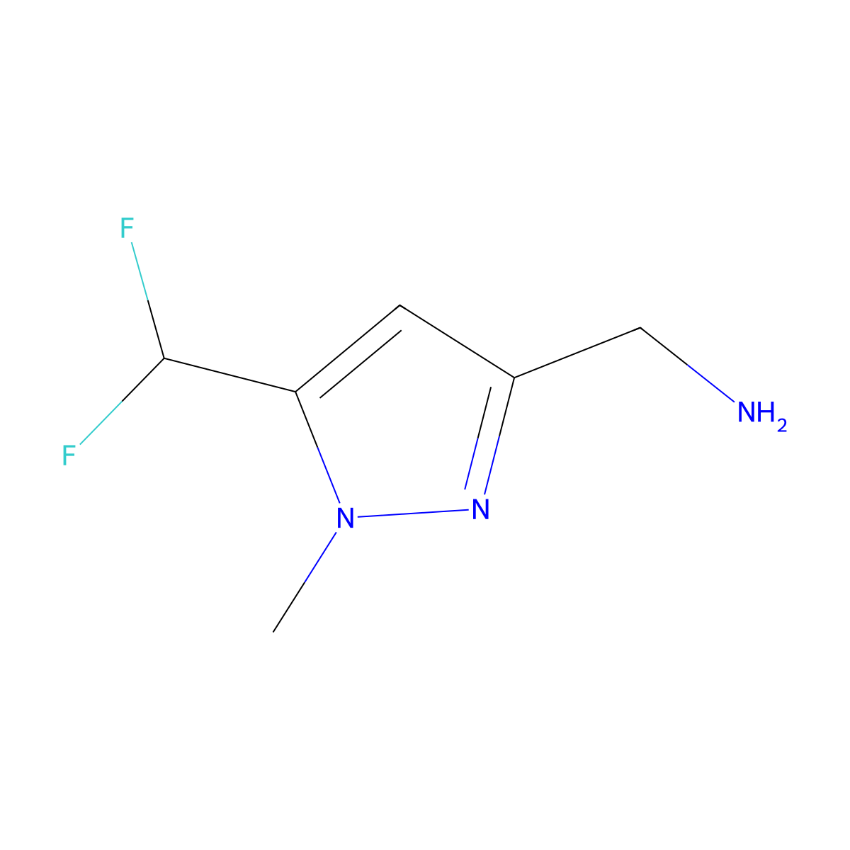 (5-(Difluoromethyl)-1-methyl-1H-pyrazol-3-yl)methanamine molecular structure, CAS 2138371-77-2