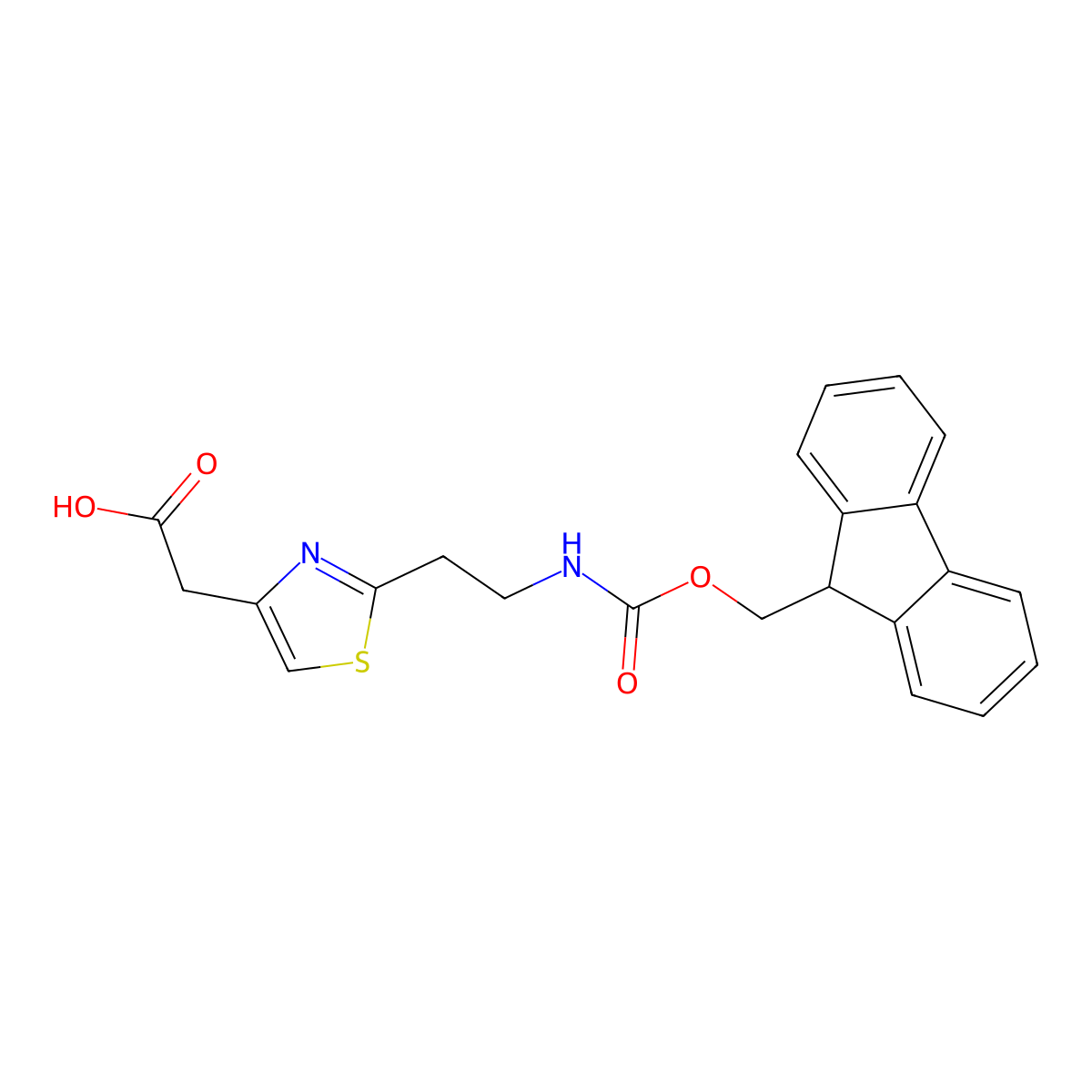 2-[2-(2-{[(9H-fluoren-9-ylmethoxy)carbonyl]amino}ethyl)-1,3-thiazol-4-yl]acetic acid molecular structure, CAS 2138372-34-4