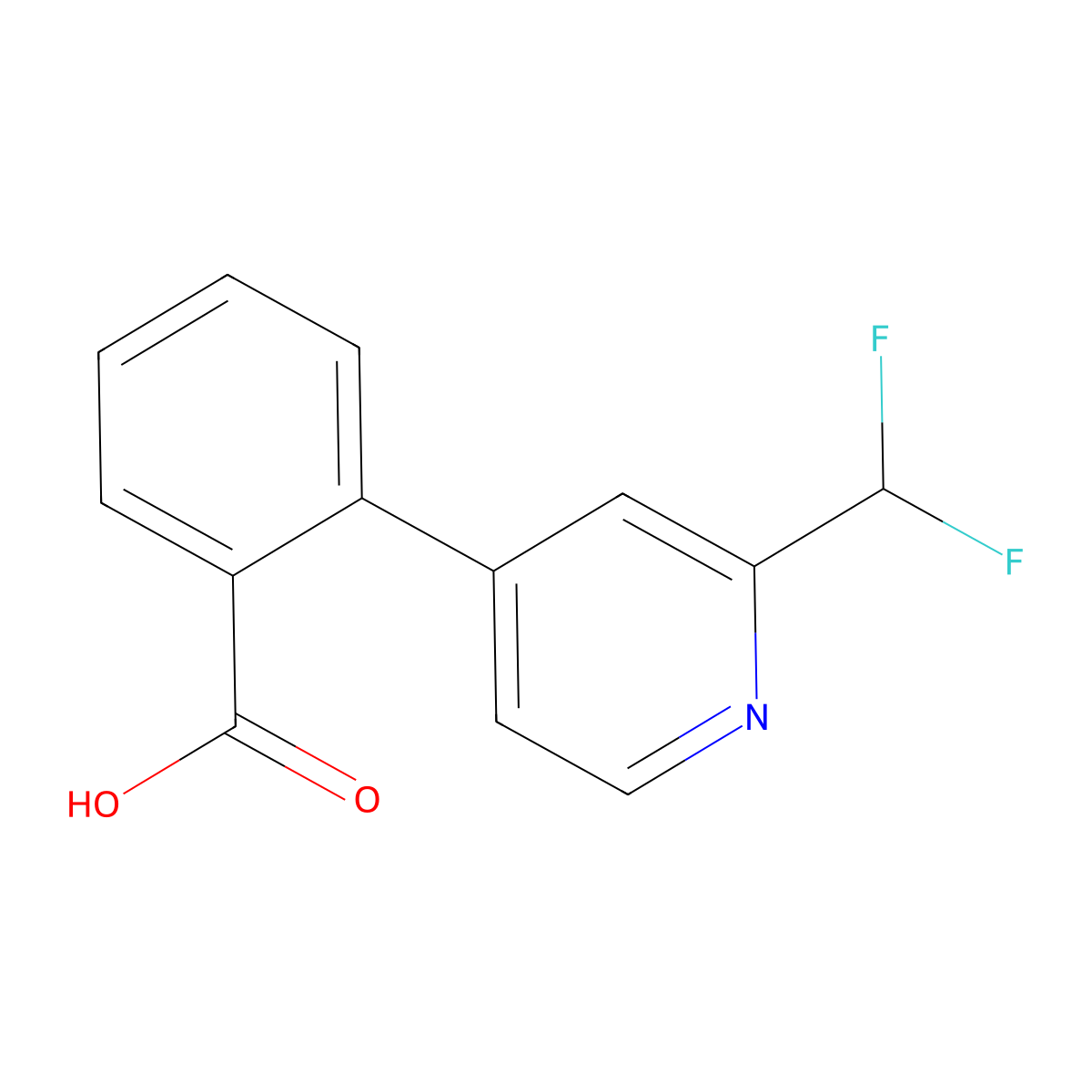 2-[2-(Difluoromethyl)pyridin-4-yl]benzoic acid molecular structure, CAS 2138372-44-6