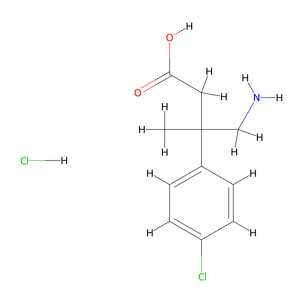 4-Amino-3-(4-chlorophenyl)-3-methylbutanoic acid hydrochloride molecular structure, CAS 2138374-22-6